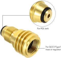 Converts Propane LP TANK POL Service Valve to QCC (Type 1) Outlet Brass Adapter