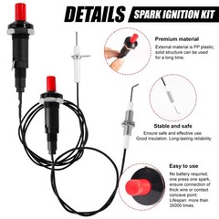 BTFO 2 Sets Piezo Spark Igniter with 2 Replacement Switch, silver, black, red