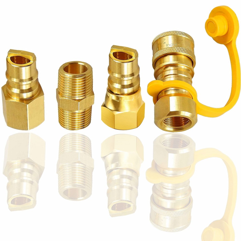 MCAMPAS 3/8 Inch Natural Gas Quick 3/8″ Connector Kit, golden yellow