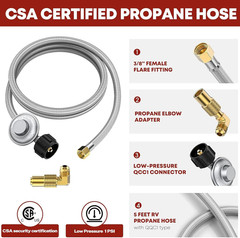 5 Feet Propane Adapter Hose with Regulator for Blackstone 17 22 Inch Griddle