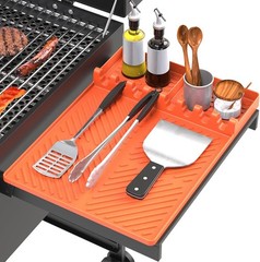 Silicone Grill Mat Compatible with Blackstone, Tools Mat with Drip Pad Orange
