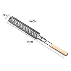 5Pcs Stainless Steel BBQ Grill Cage with Wooden Handle for Convenient Use