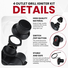 4 Outlet Grill Ignitor Kit, Push Button Ignition Spark Generator Replacement and