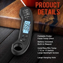Meat Thermometer Digital, Instant Read ThermometerI 6.1 inches, Black