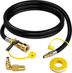 7 Feet Quick Connect Propane Hose for RV Grill 1/4 Shutoff Valve Male Plug