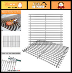 17″ Stainless Steel Grill Cooking Grates for Charbroil, Grill Master, Kenmore &