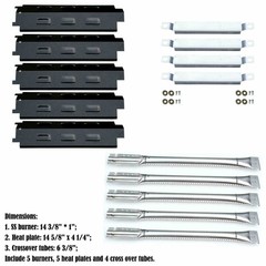 14-Pack Grill Repair Kit Heat Plates Burners Crossover Tubes Charbroil BBQ Parts