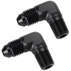 4AN Male Flare to 1/8 NPT Pipe Male 90 4AN to 1/8 NPT Black, 90 Degree – 2PCS