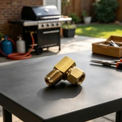 Gas Fired Heater Elbow 3/8 Female Inverted Flare x Male Flare 90 Degree Brass