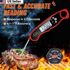 Instant Read Meat Thermometer for Grill and Cooking, 4.6 inches, Red – Black