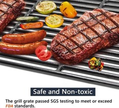 17″ Porcelain Coated Cast Iron Grill Grates for 4 & 5 Burner Gas Grills, BBQ Acc