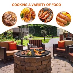 Foldable X‑Marks Heavy‑Duty Steel Round Fire Pit Grate, 30‑Inch