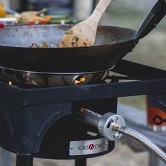 Gas One Propane Single Burner Camp Stove High Temp Red Qcc Steel Braided