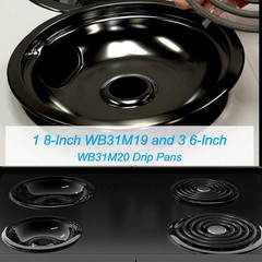4 Pack Black Porcelain Burner Drip Pan By AMI PARTS – 3×6.3in&1×8.3in,