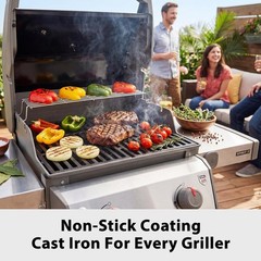 7637 Cast Iron Grill Grates Replacement Parts Compatible with Weber Spirit 200