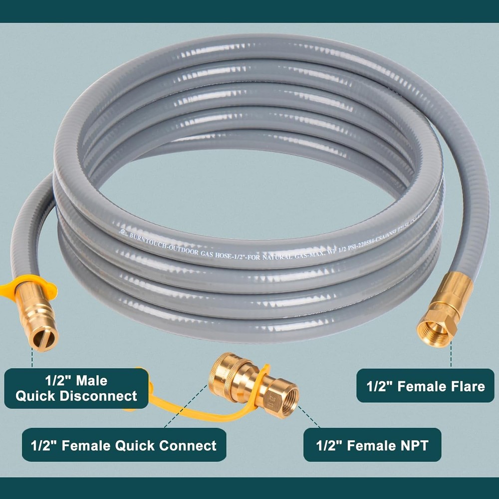 12FT Propane to Natural Gas Conversion Kit for Monument Grill Hose NG Kit