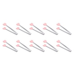 Compact and Practical Heart Shaped Food Tongs with Silicone Tips Pack of 10