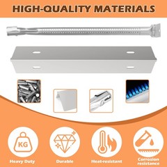 7 Pack Heat Plates + 4 Grill Burners Set, Silver -for Napoleon Rogue Series…