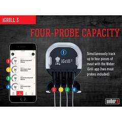 Weber 7204 iGrill 3 Digital Probe Bluetooth Compatibility Meat Thermometer New