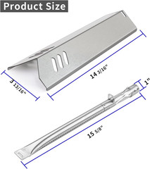 3-Pack 14 3/16 Heat Plate and 15 5/8 Grill Burner Replacement for Uniflame GBC