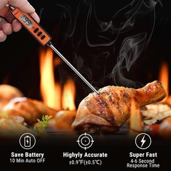 ThermoPro TP01A Instant Read Meat Thermometer with Long Probe Orange 2Pcs