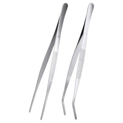 Long Stainless Steel Tweezers 2 Pcs 20 25 30cm for Kitchen and BBQ Use