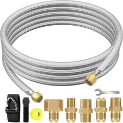 Upgraded 12Feet High Pressure Braided Propane Hose Extension with Conversion Cou