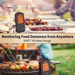 YIOU Wireless Meat Thermometer for Cooking, Digital 4 Probe, Red