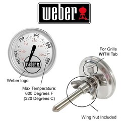 Weber Charcoal, Spirit, Q Grill Replacement Thermometer, 1-13/16″ Dia 60540