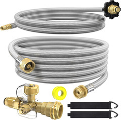 Propane Brass 4 Port Tee Kit Propane Brass Tee Adapter Kit 5FT and 12FT Stainles