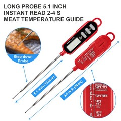 Lonicera Digital Cooking Thermometer for Bread Baking, Food and Water Red