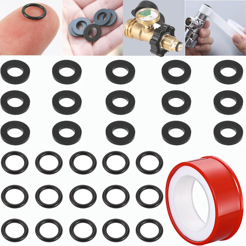 30Pcs Propane Tank Gasket & O-Rings with 1Roll PTFE Thread Seal Tapes, 0.59In Pr