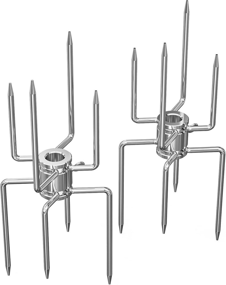 Onlyfire Double Sided 4 Pronged Rotisserie Fork for Most Grills, Fits 5/16″ Squa