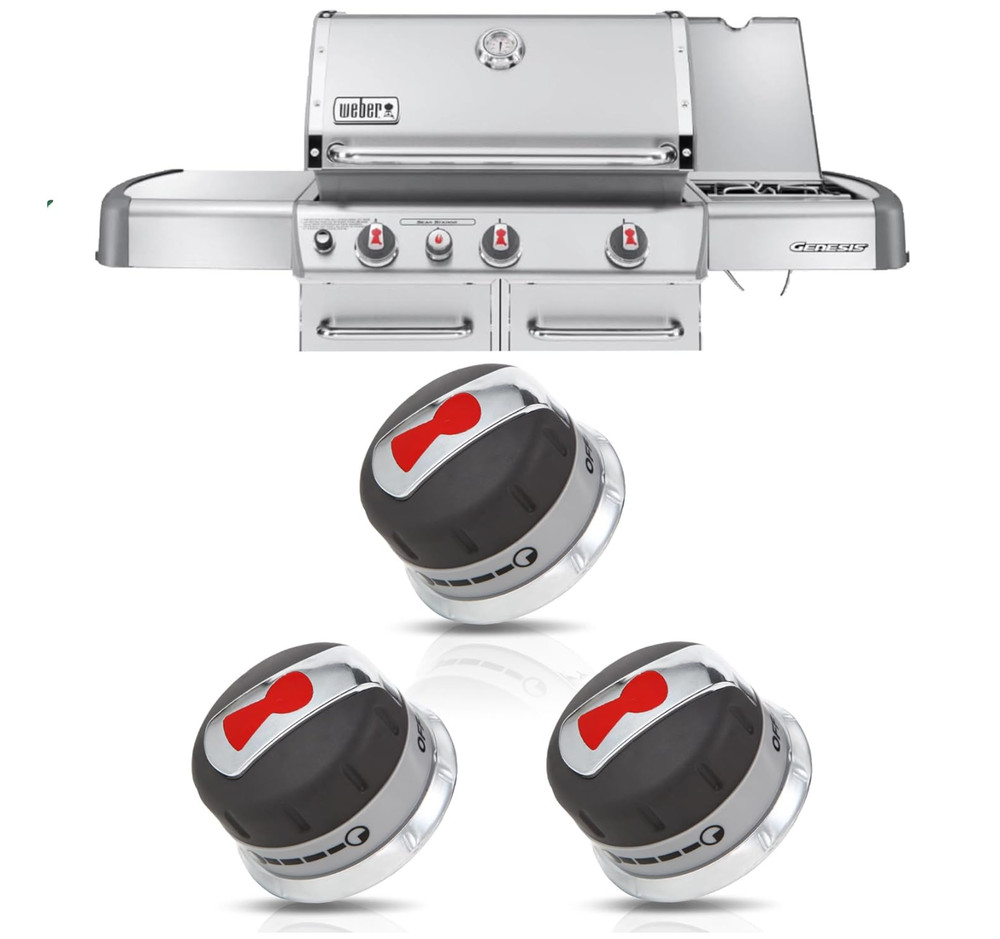 3pcs Gas Grill Burner Knobs Replacement Parts for Weber Genesis 300 Series