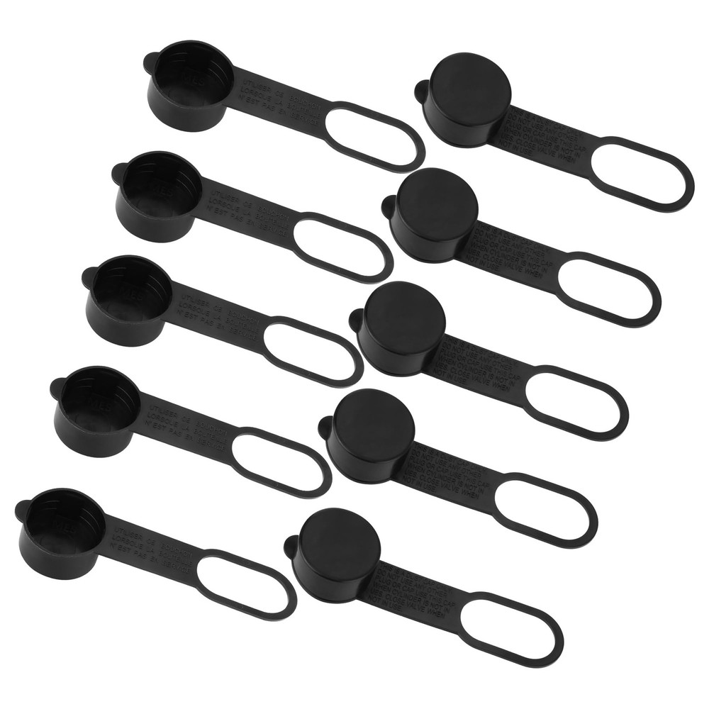 10Pcs QCC1 Propane Dust Caps, LP OPD Filler Valve Strap, Thread Black