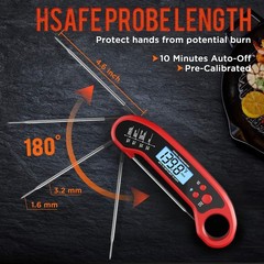 Meat Thermometer Digital, Instant Read for Grill and Red