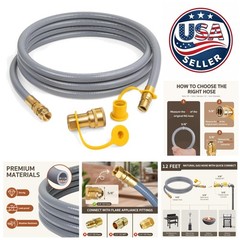 Durable 12ft 3/8 Inch Natural Gas Hose with Quick Connector for Heaters & Grills