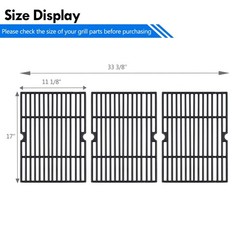 Replacement Grill Grates for 6 Burner BBQ, Cast Iron Cooking Grids 17″ Parts