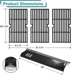Grill Grates Heat Plates for Dyna Glo DGF493BNP DGB494SPB Backyard Grills