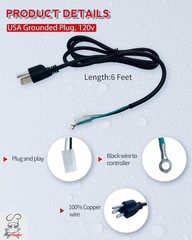 6ft Replacement Power Cord for Pellet Grills & Smokers – Fits Traeger, Pit Bo…
