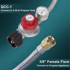 Reliable Adjustable Propane Regulator with 5-Foot Hose – Perfect for Cooking
