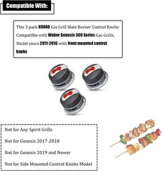 Gas Grill Burner Knobs Compatible with Weber Genesis 300 Series 2011-2016 – 3PCS