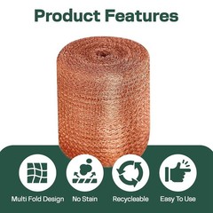 Copper Mesh Rodent Control Kit, 5 Inch X 35ft Rustproof Copper Wool Blend,8879