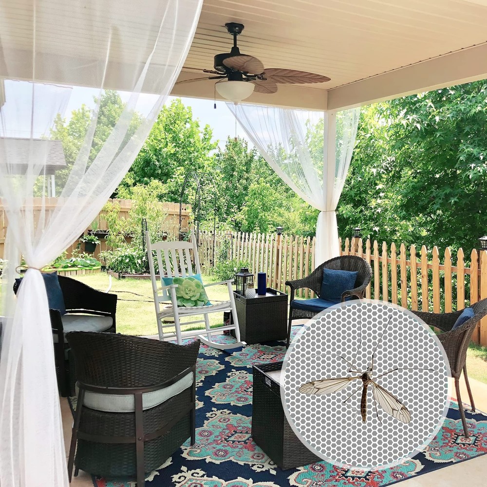 2 Panels Garden Netting Size Adjustable Porch Screen Mesh Outdoor Curtains Li…