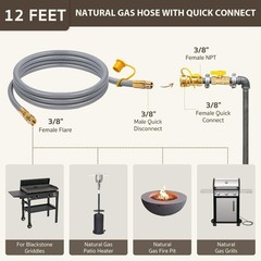 Heavy-Duty 12ft Natural Gas Line for Appliances