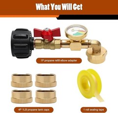 1+5Pcs Propane Refill Adapter for 1 Lb Tank,1P Propane Refill Elbow Adapt