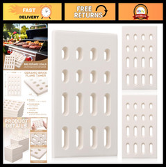 3 Pcs Ceramic BBQ Briquettes Grill Brick Flame Tamer – Replacement Parts for Gas