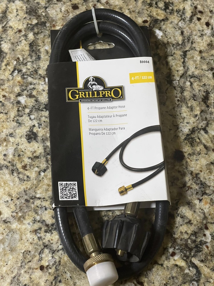 Grill Pro Adapter Propane LP Hose 1 lb. to 20 lbs 4′ Long Portable Tabletop New