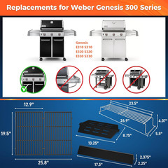 Grill Parts for Weber Genesis 300 Series with Front-Mounted Control, Fits Weber