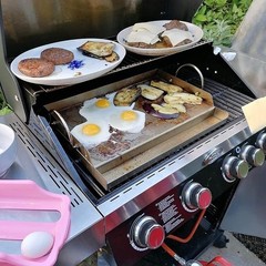 Stainless Steel Griddle Gas Grill Even Heat Detachable Handles Cooking Accessory